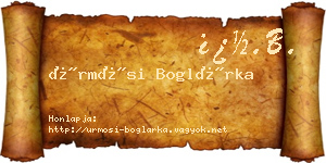 Ürmösi Boglárka névjegykártya